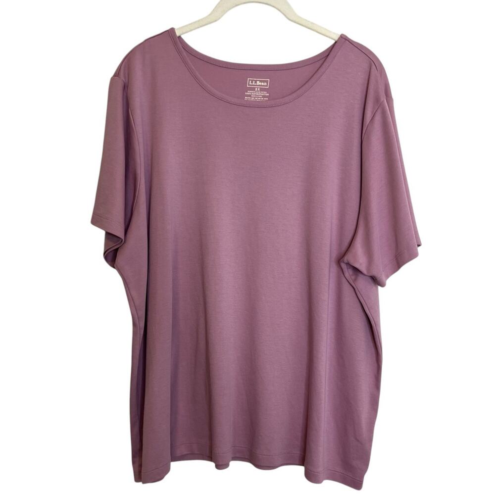 LL Bean Supima Cotton Tee Shirt 2X Dusty Mauve Short Sleeve Peru